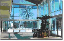 Photo of the atrium inside Center for Environmental Studies, Oberlin College, Oberlin, Ohio.