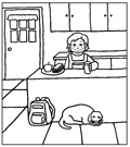 Link to larger image to print and color. Put backpack on the floor, not on the counter.