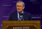 RUMSFELD  AT KANSAS STATE  - Click for high resolution Photo