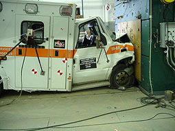 Ambulance after 30 mile per hour barrier test.