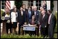 President George W. Bush signs S.15-Project Bioshield Act of 2004, in the Rose Garden Wednesday, July 21, 2004. White House photo by Paul Morse.