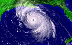 NOAA satellite image of Hurricane Lili taken at 4:45 p.m. EDT on Oct. 2, 2002.