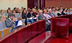 Serbian law students and legal professionals during a practicum session at Belgrade’s Court of Justice.