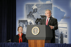 Photo: President Bush speaking about the Freedom Agenda, July 24, 2008