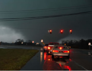 2007 Georgia-Alabama Tornado Report cover with cars approaching tornado at night