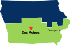 Map of Iowa, Southern District Highlighted