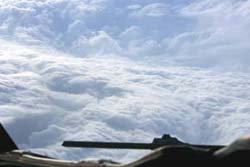 NOAA image of Hurricane Katrina’s eyewall as seen from the NOAA P-3 hurricane hunter aircraft on Aug. 28, 2005, a day before the powerful storm came crashing into the USA Gulf Coast.