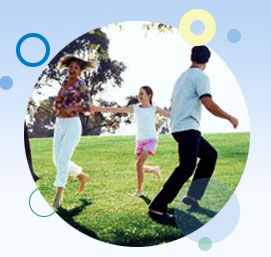Image of family playing and being physically active