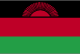 Flag of Malawi is three equal horizontal bands of black at top, red, and green with a radiant, rising, red sun centered in the black band.
