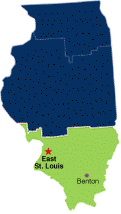 Map of the Illinois, Southern District Highlighted