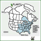 Distribution of Rhus copallinum L. var. latifolia Engl.. . 