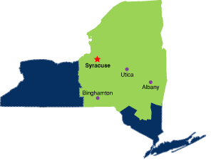 Map of New York - Northern District Highlighted