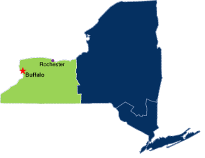 Map of New York - Western District Highlighted