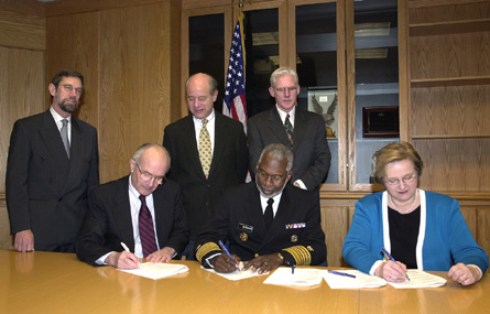 Photo of organization representatives signing the heart disease and stroke Memorandum of Understanding