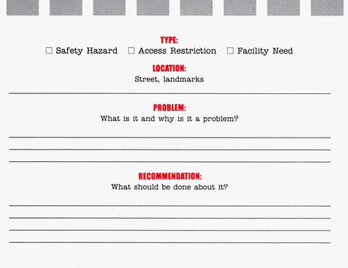 Example of spot improvement postcard used to identify roadway maintenance issues.