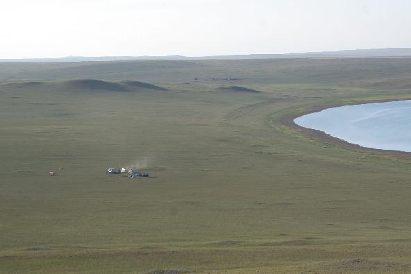 Field camp ona lake in eastern Mongolia, August 2006. (Photo credit: N. Batbayar, Mongolia Wildlife Science and Conservation Center)