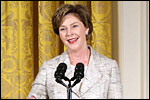 Photo of First Lady Laura Bush launching the Global Cultural Initiative