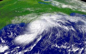 NOAA satellite image of Hurricane Alex taken at 9:45 a.m. EDT on Aug. 3, 2004.