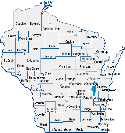 Map of Wisconsin counties