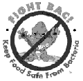 Link to larger image to print and color.  Fight BAC! - Keep Food Safe From Bacteria logo