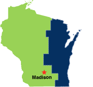 Map of Wisconsin, Western District Highlighted