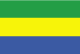 Flag of Gabon is three equal horizontal bands of green at top, yellow, and blue.
