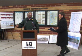 Photo: Ron Sims speaks at opening of Redmond Transit Center.
