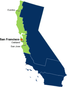 Map of California, Northern District Highlighted