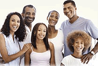 African American family smiling and laughing