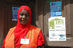 Jamila Hassan, Team Leader of Zanzibar Urban District Indoor Residual Sprayers, has had malaria 15 times. Now, she helps to protect members of her community from the disease.