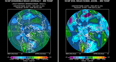 small 500mb height and SLP ensemble forecasts plot