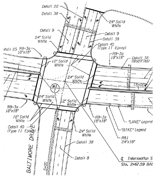 Example signing and marking plan for SR 8 by Fletcher Parkway Construction Plans, La Mesa, CA.