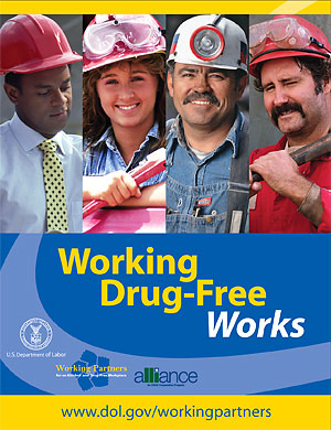A Working Partners’ poster promoting the importance of drug-free workplaces in the construction industry