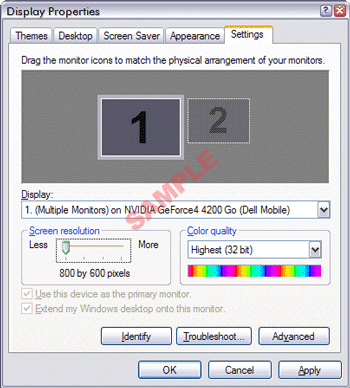 Screenshot of display settings dialog box