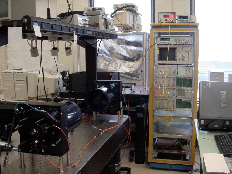 Optical communications equipment for the NIST QKD system.