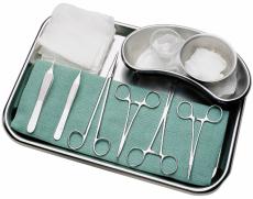 Photograph of medical instruments on a tray