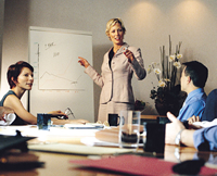 female trainer in conference room