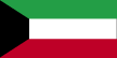 Flag of Kuwait is three equal horizontal bands of green - top - white, and red, with black trapezoid based on hoist side.