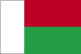 Madagascar flag is two equal horizontal bands of red - top - and green with a vertical white band of the same width on hoist side.