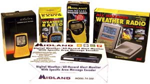 NOAA image of NOAA Weather Radios from various manufacturers.