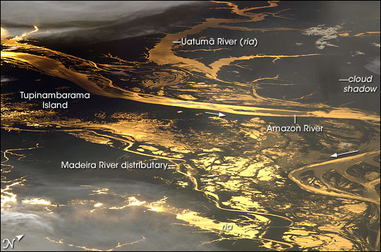 Sunglint on the Amazon River, Brazil