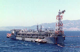 Santa Ynez Offshore Storage and Treatment vessel which was removed in 1994.