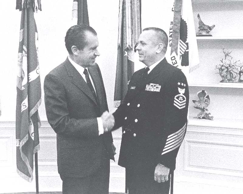 A photo of MCPOCP Calhoun with President Nixon