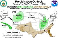 U.S. Precipitation Outlook, December 2007 - February 2008.