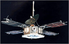 Photo of NASA's Mariner 5 in flight.