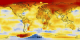 This data visualization of global temperature differences from 1880 to 2007.  Dark blue areas show regions where the temperature was cooler then the average temperature.  Red areas show regions where the temperature was warmer then the average.
