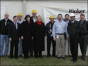 OSHA members tour Rinker Materials – Hydro Conduit Concrete Pipe Plant, an ACPA member facility, in Frederick, Maryland January 12, 2004. From L-R: Scott McVicker, Kerr Concrete Pipe; John Duffy, ACPA; Edward Zimowski, OSHA; Lee Anne Jillings, OSHA; D.J. McKinney, Rinker Materials; Paula White, OSHA; Emil Golias, OSHA; Jess McCluer, OSHA; Rich Holsten, Rinker Materials; Keith Goddard, Maryland Division of Labor and Industry; and Greg Daugherty, Hanson Pipe and Products, Incorporated.
