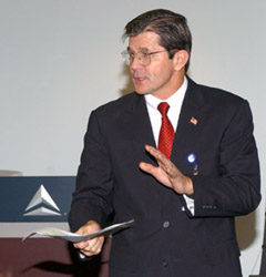 OSHA's then-Assistant Secretary, John Henshaw, speaking during the OSHA/Delta Airlines VPP Seminar on June 4, 2003.