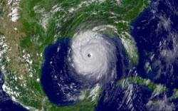 Satellite photo of a hurricane.