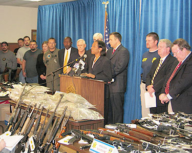 Various ATF personnel at a press conference
